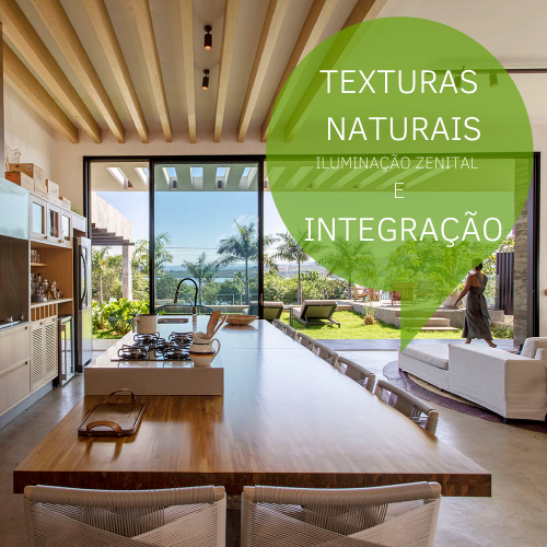 Casa de veraneio: texturas naturais; iluminação zenital; integração 